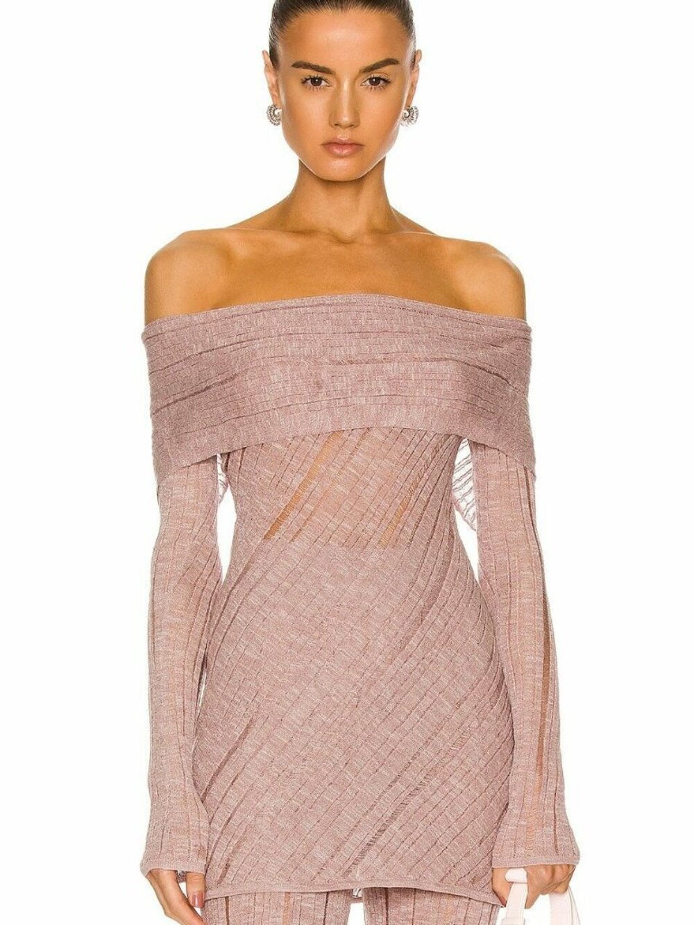 Cult Gaia Lotus Knit Top in Elderberry — Off-the-Shoulder